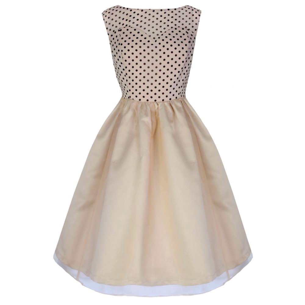 Lindy Bop Violetta Cream Polka Dot Swing Dress